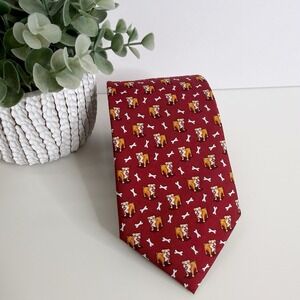NWOT Alynn Men's Silk Necktie Looking Fetching Dog Red 3 1/4" x‎ 61 1/2"